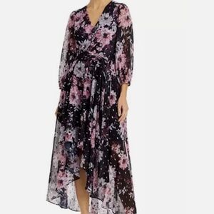Eliza J Metallic High Low Dress Belted Size 2